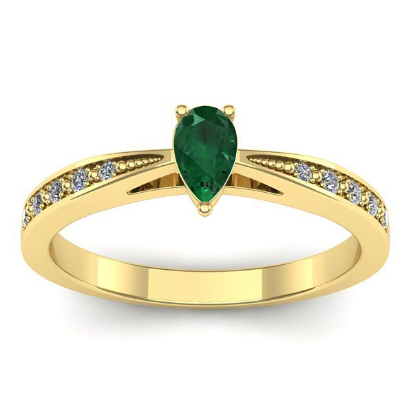 Inel logodna cu smarald lacrima