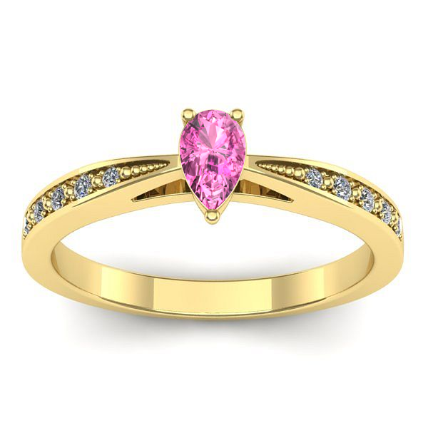 Inel de logodna cu safir roz lacrima