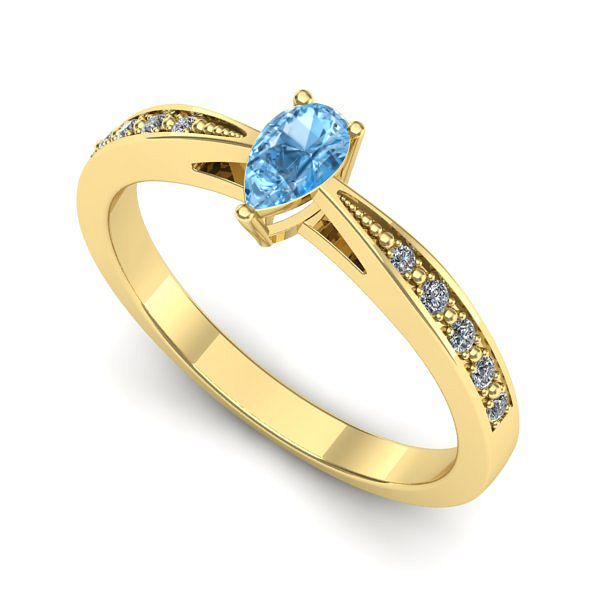 Inel din aur galben cu topaz blue