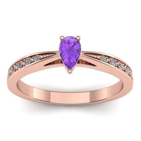 Inel de logodna cu ametist lacrima