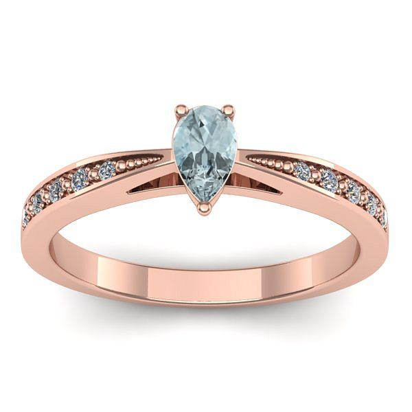 Inel de logodna cu aquamarin lacrima