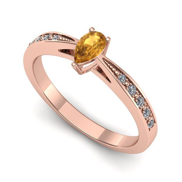 Inel de logodna din aur roz cu citrin
