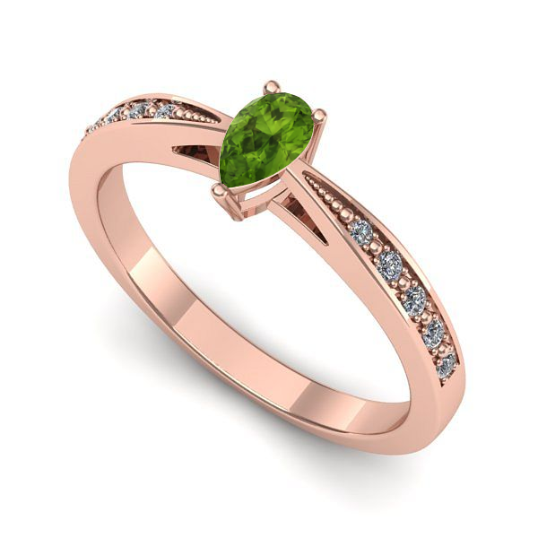 Inel de logodna din aur roz cu peridot
