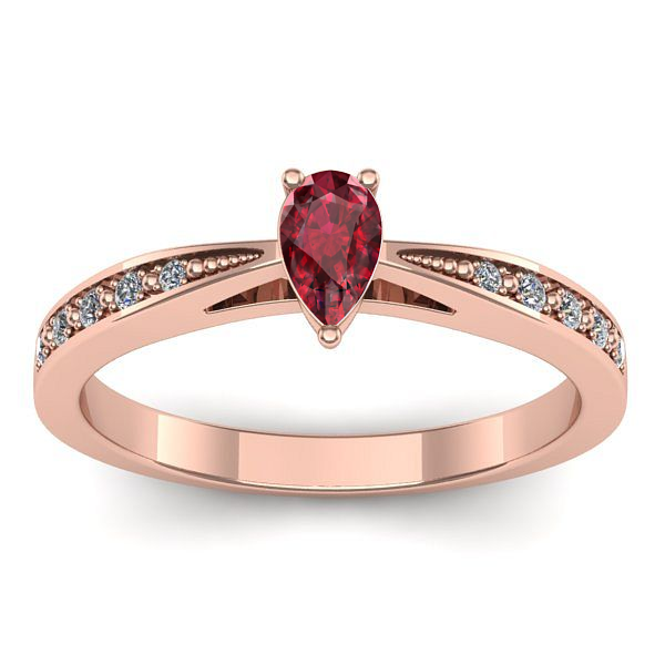 Inel logodna cu rubin lacrima