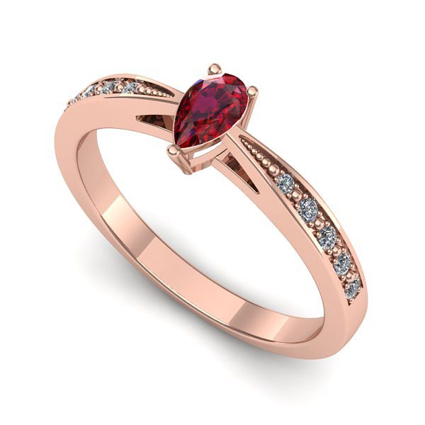 Inel logodna din aur roz cu rubin