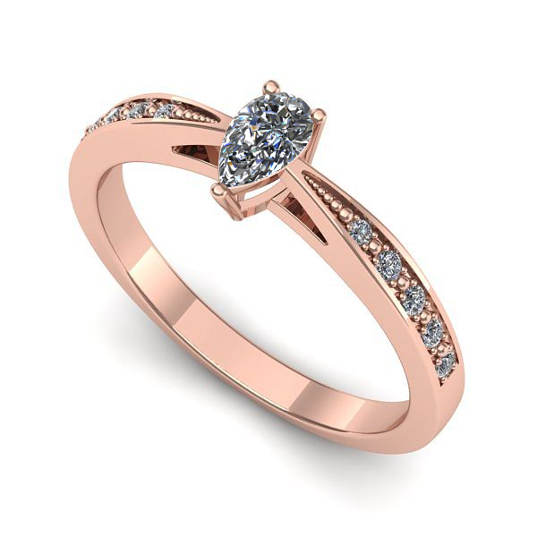 Inel din aur roz cu safir alb