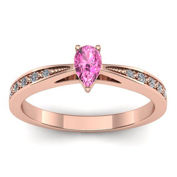 Inel logodna cu safir roz lacrima