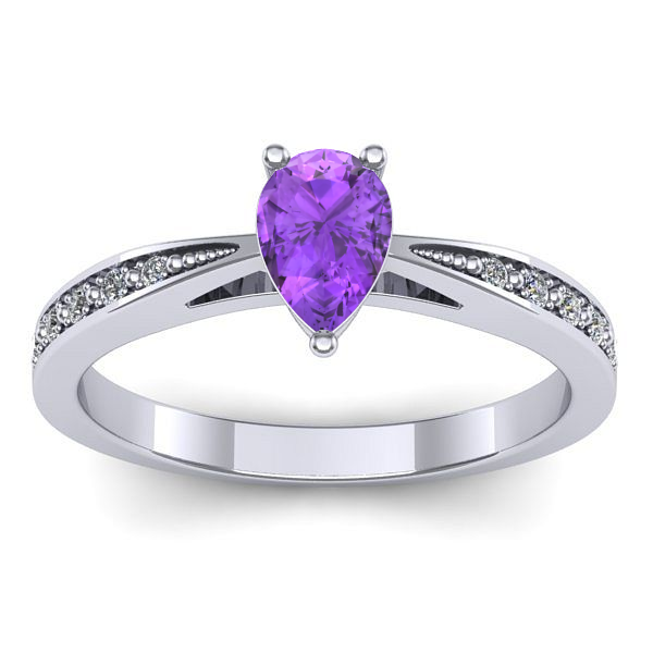 Inel de logodna cu ametist lacrima