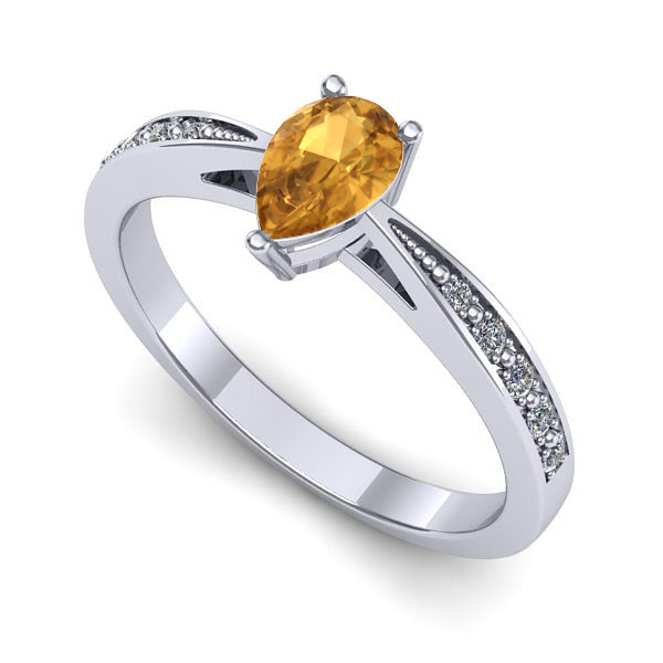 Inel de logodna din aur alb cu citrin