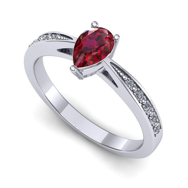 Inel din aur alb cu rubin