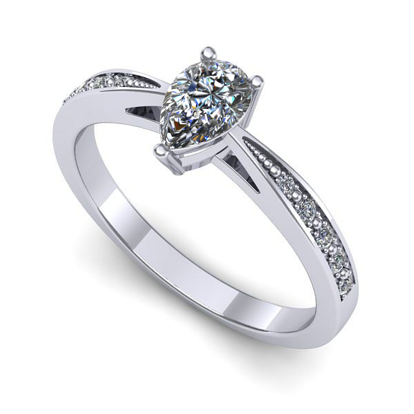 Inel de logodna din aur alb cu safir alb