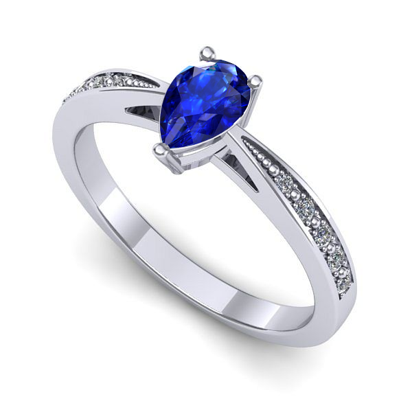 Inel din aur alb cu safir