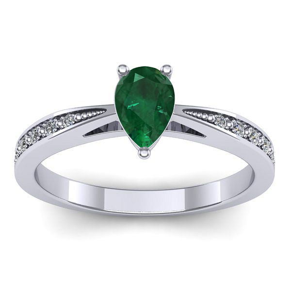 Inel logodna cu smarald lacrima