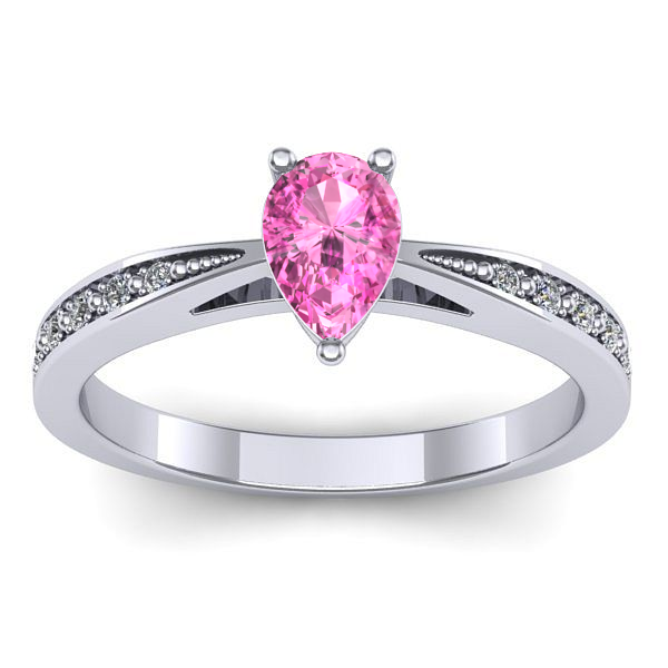 Inel de logodna cu safir roz lacrima