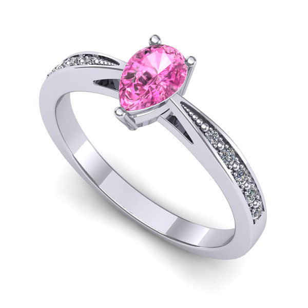 Inel din aur alb cu safir roz