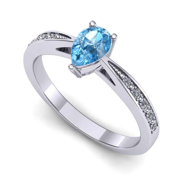 Inel din aur alb cu topaz blue