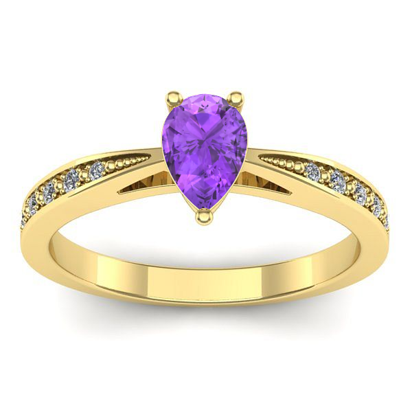 Inel de logodna cu ametist lacrima