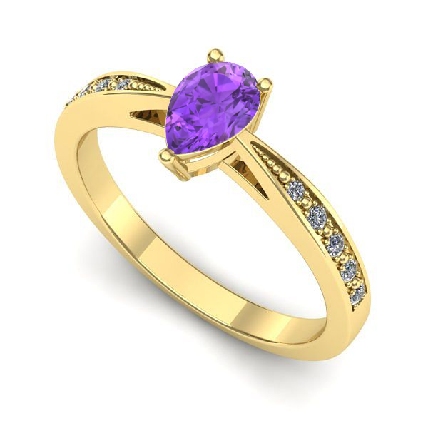 Inel de logodna din aur galben cu ametist
