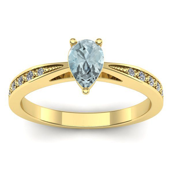 Inel cu aquamarin lacrima