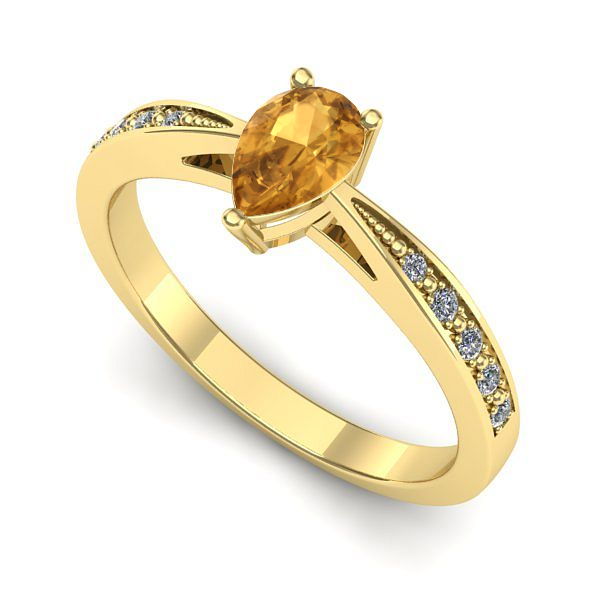 Inel de logodna din aur galben cu citrin