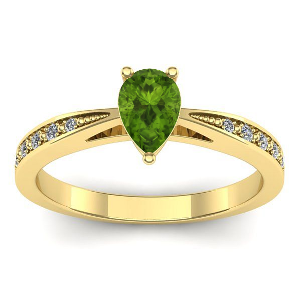 Inel de logodna cu peridot lacrima