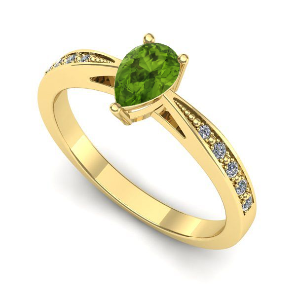 Inel de logodna din aur galben cu peridot