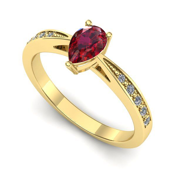 Inel logodna din aur galben cu rubin
