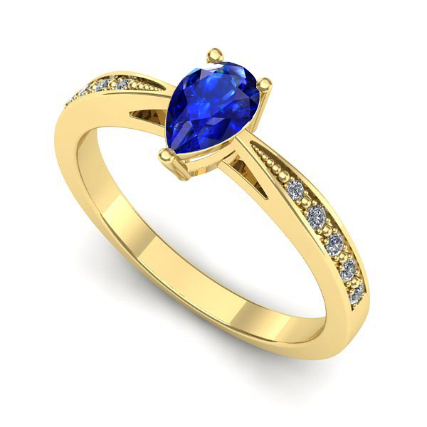 Inel logodna din aur galben cu safir