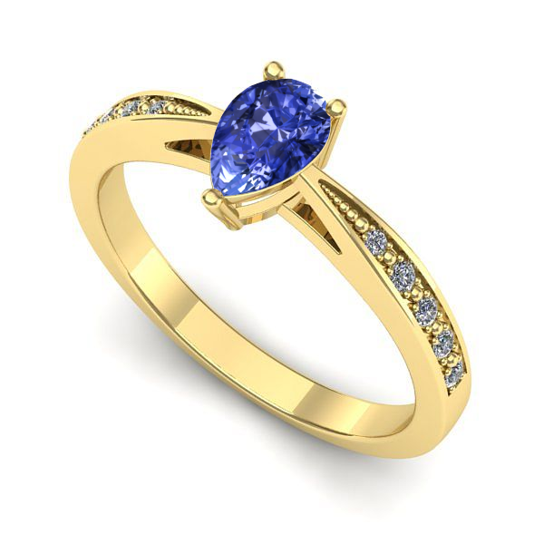 Inel logodna din aur galben cu tanzanit