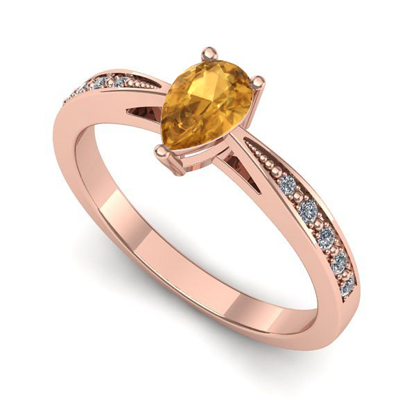Inel de logodna din aur roz cu citrin