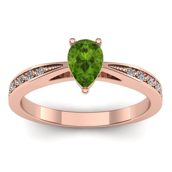 Inel de logodna cu peridot lacrima