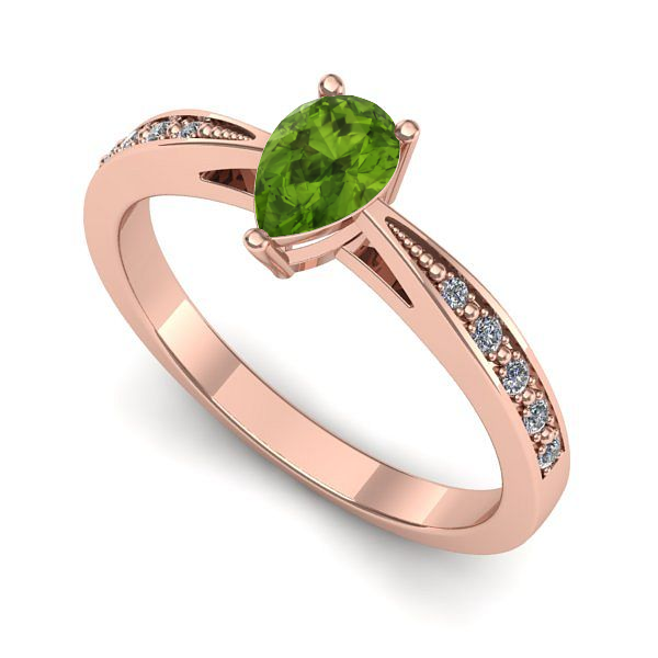Inel logodna din aur roz cu peridot