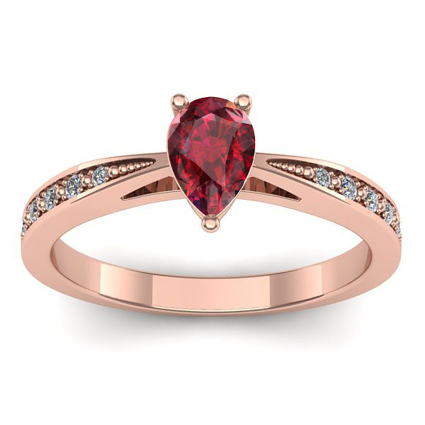 Inel logodna cu rubin lacrima