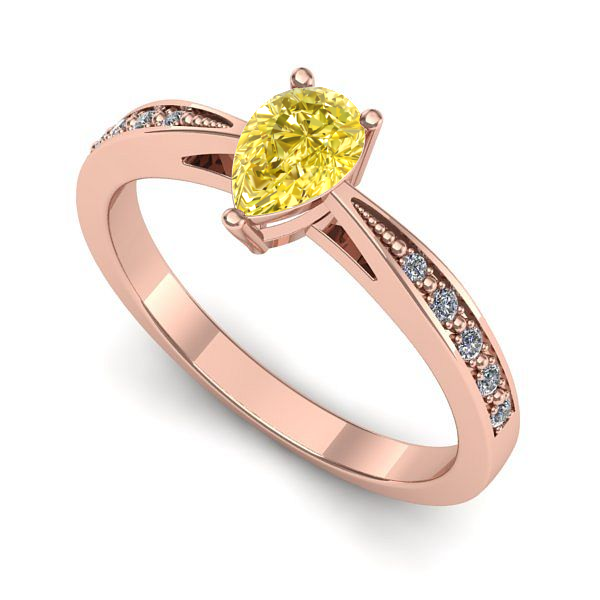 Inel din aur roz cu safir galben