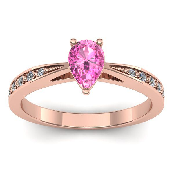 Inel logodna cu safir roz lacrima