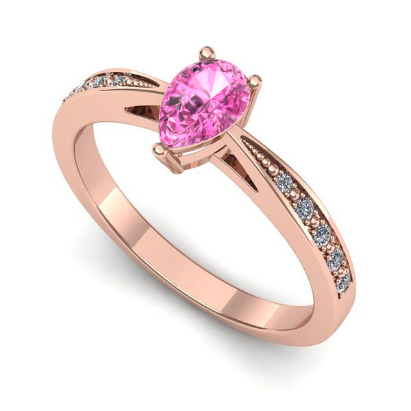 Inel din aur roz cu safir roz