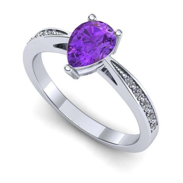 Inel din aur alb cu ametist