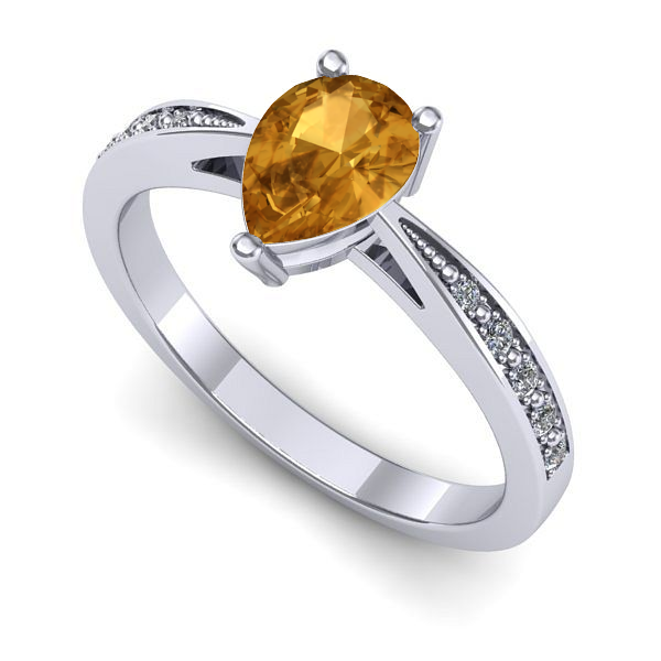 Inel de logodna din aur alb cu citrin