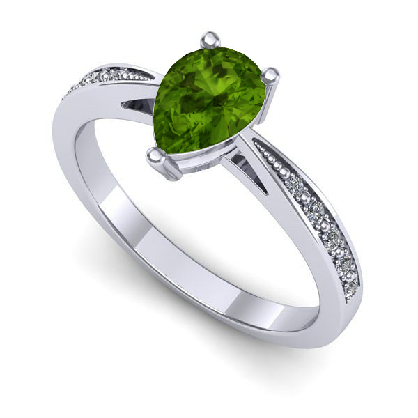 Inel din aur alb cu peridot