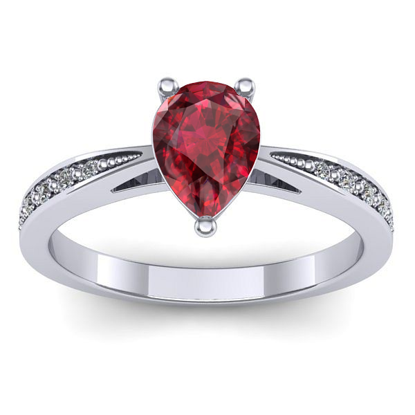 Inel logodna cu rubin lacrima