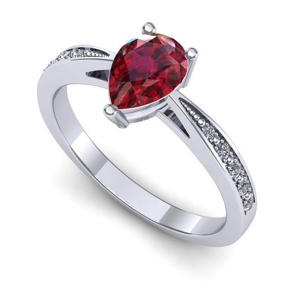 Inel din aur alb cu rubin