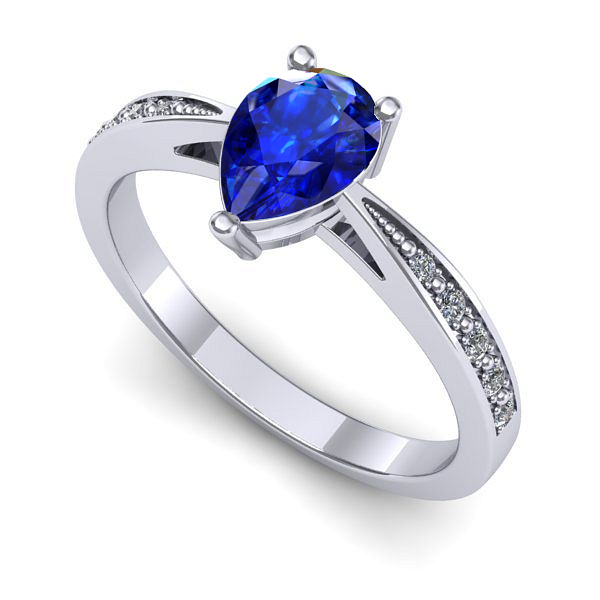 Inel din aur alb cu safir