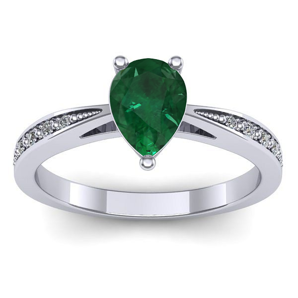 Inel logodna cu smarald lacrima