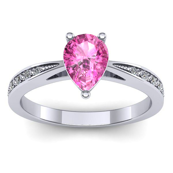 Inel logodna cu safir roz lacrima
