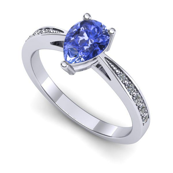 Inel din aur alb cu tanzanit