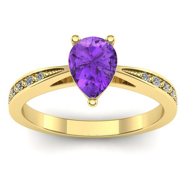Inel de logodna cu ametist lacrima