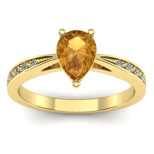 Inel logodna cu citrin lacrima