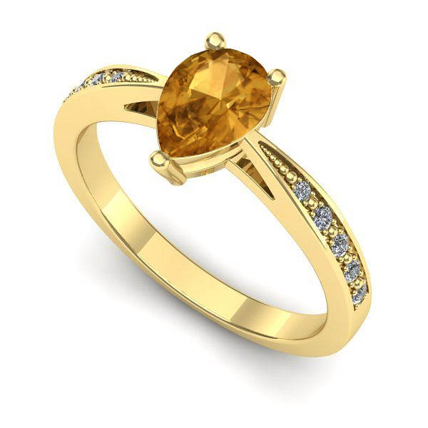 Inel de logodna din aur galben cu citrin