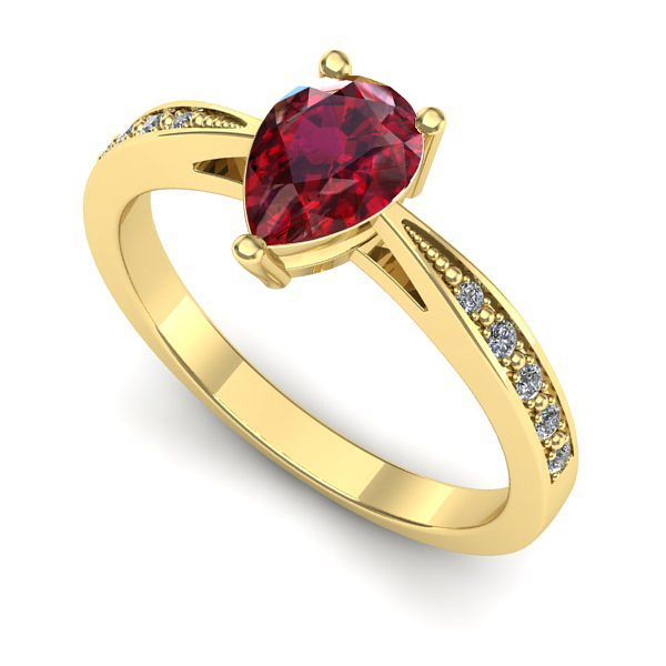 Inel de logodna din aur galben cu rubin