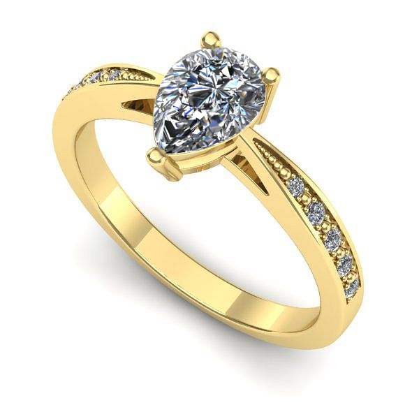 Inel logodna din aur galben cu diamant de laborator